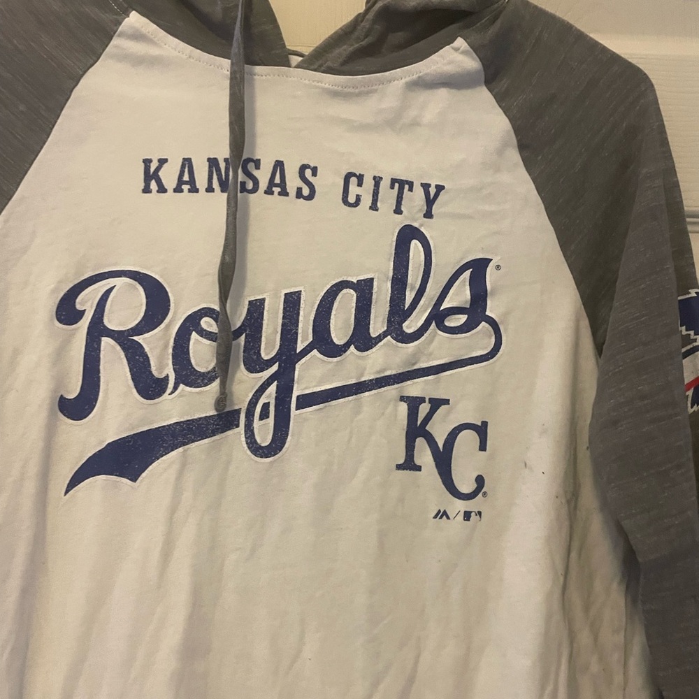 Majestic Kansas City Royals women’s small long sleeve with hoodie T-shirt - Picture 2 of 4